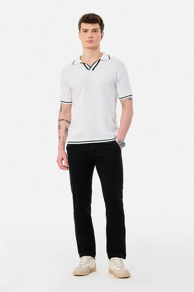 Snitch Black Comfort Fit Stretch Corduroy Chinos for Men | Best Price UAE